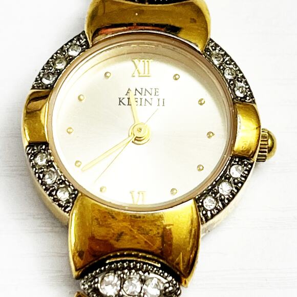 Anne Klein II Vintage Gold & Rhinestone Watch - Picture 2 of 7
